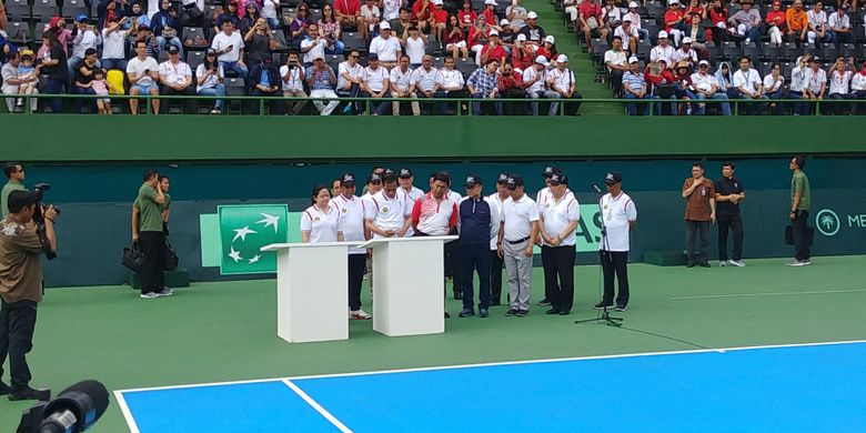 Presiden Joko Widodo meresmikan venue lapangan tenis indoor dan outdoor di Kompleks Gelora Bung Karno (GBK), Sabtu (3/2/2018) pagi.