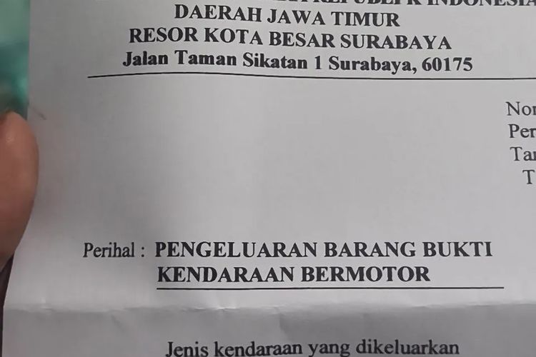 Urus Surat Pengeluaran Motor Kecelakaan, Warga Surabaya Mengaku Diminta Rp 1 Juta