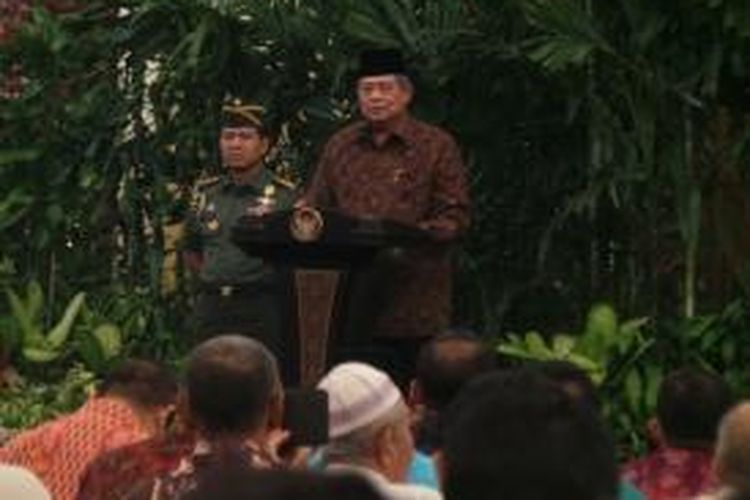 Presiden Susilo Bambang Yudhoyono saat peringatan 40 hari wafatnya Taufiq Kiemas