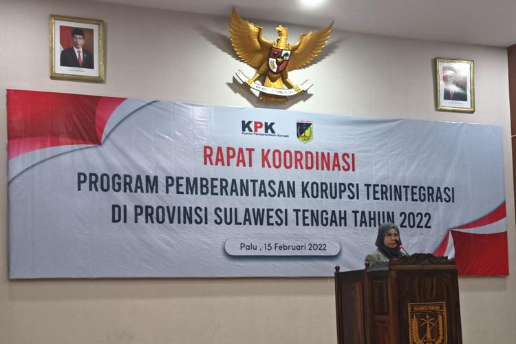 Wakil Ketua KPK Lili Pintauli Siregar dalam kegiatan Rapat Koordinasi Pemberantasan Korupsi Terintegrasi di Kantor Gubernur Sulawesi Tengah, Selasa (15/2/20220)