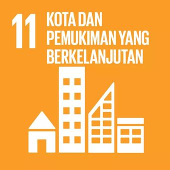 Logo tujuan ke-11 SDGs yaitu kota dan permukiman yang berkelanjutan atau sustainable cities and communities.