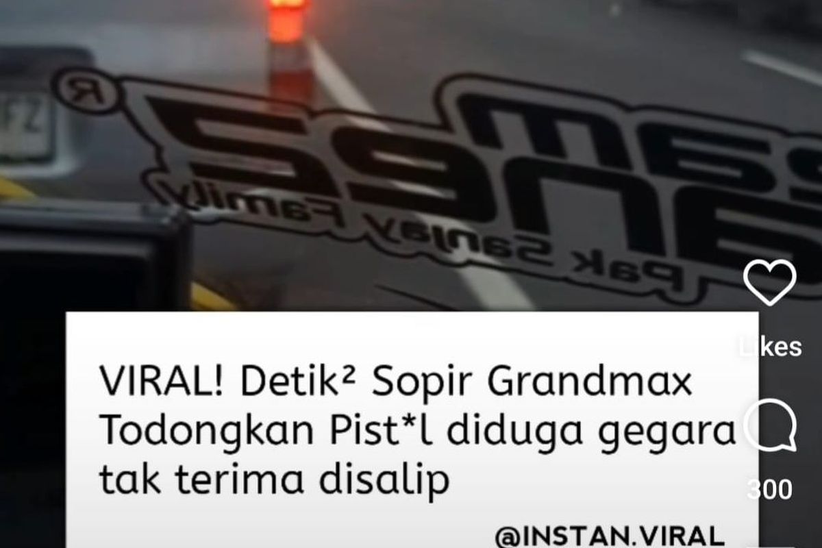 Tangkapan layar akun IG @Instan.viral, sopir Lalamove menodongkan pistol
