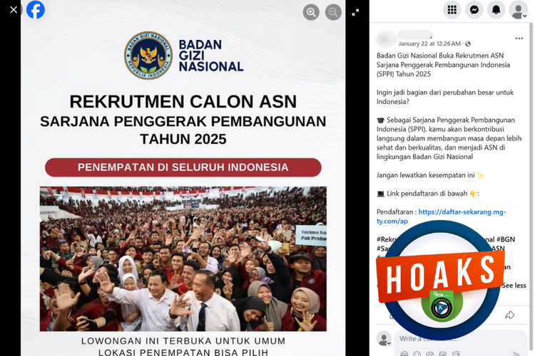 INFOGRAFIK: Beredar Hoaks Rekrutmen SPPI Mencatut Badan Gizi Nasional