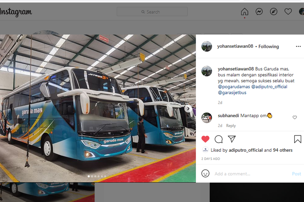 Bus AKAP baru PO Garuda Mas