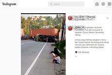 Viral, Video Truk Kontainer Terguling Tutupi Jalan di Bawen, Ini Kronologinya