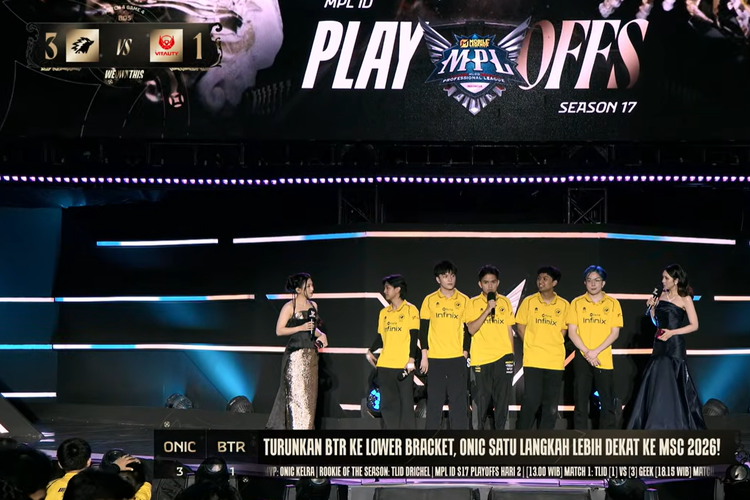 Onic Esports yang menang atas Bigetron by Vitality dengan skor 3-1 di MPL ID S17.
