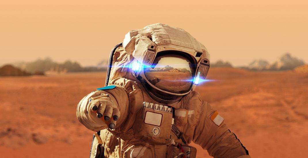 Ilustrasi astronot di Mars