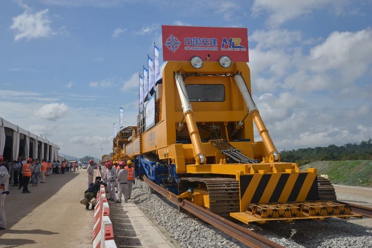 Lokasi peluncuran proyek jalur kereta East Coast Rail Link di Kuantan, Malaysia, pada 11 Desember 2023. 