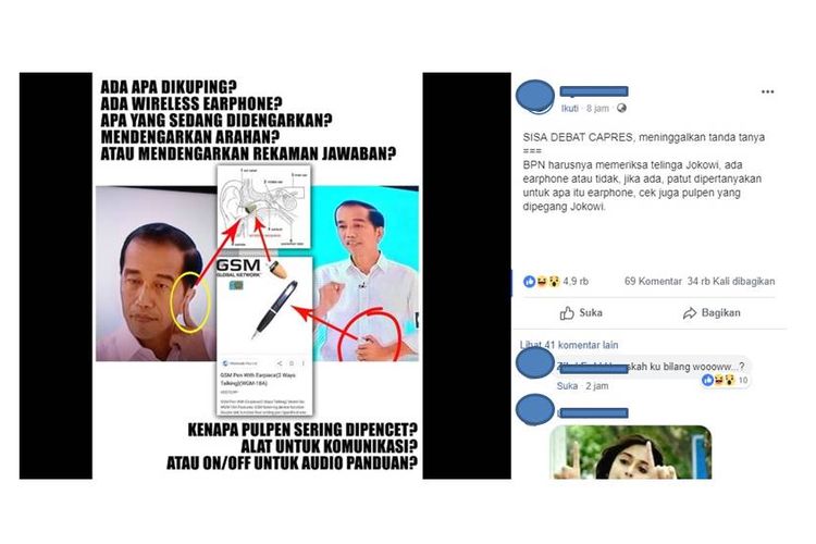 Klarifikasi Jokowi pakai alat komunikasi berupa wireless earphone dan pulpen.