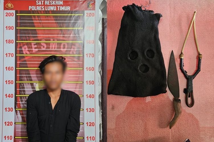 Bawa Badik dan Busur Sambil Pakai Topeng Tengah Malam, Pemuda di Luwu Timur Ditangkap