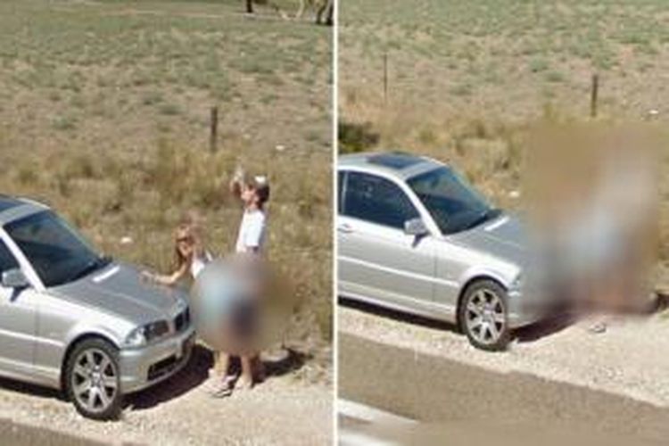 Sepasang kekasih ini terekam kamera Google Street View di saat tengah bercinta di tepian jalan raya di Australia Selatan.