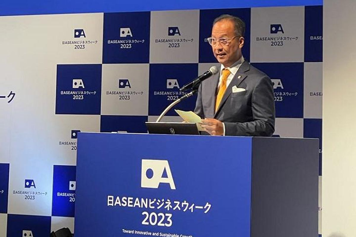 Menteri Perindustrian RI Agus Gumiwang Kartasasmita dalam acara Asean-Jepang Business Week di Tokyo, Senin (5/6/2023).