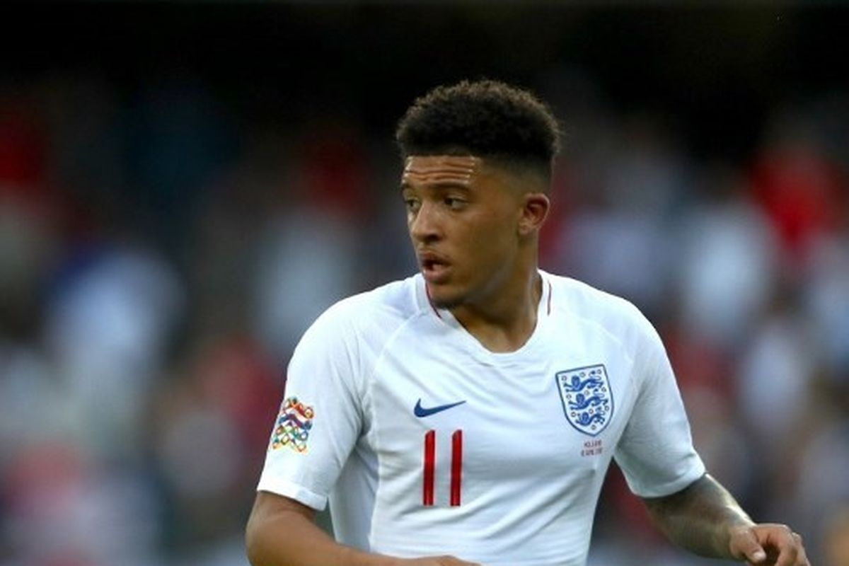 GUIMARAES, PORTUGAL - JUNE 06: Jadon Sancho of England in action during the UEFA Nations League Semi-Final match between the Netherlands and England at Estadio D. Afonso Henriques on June 06, 2019 in Guimaraes, Portugal. (Photo by Dean Mouhtaropoulos/Getty Images) 
Dean Mouhtaropoulos / GETTY IMAGES EUROPE / Getty Images/AFP