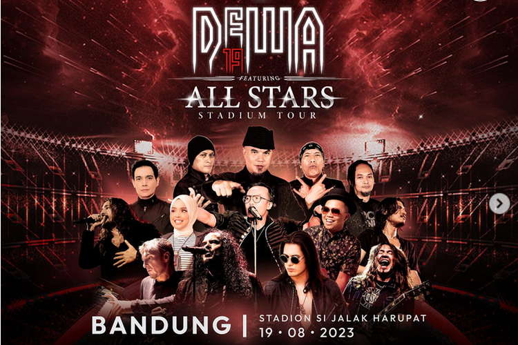 Konser Dewa 19 featuring All Stars Stadium Tour digelar di Stadion Si Jalak Harupat, Bandung, 19 Agustus 2023.