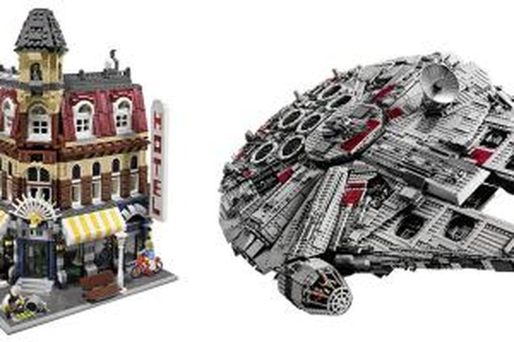 Cafe Corner (kiri) dan Millenium Falcon (kanan), dua set Lego dengan harga termahal saat ini.