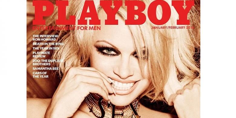 Pose seksi Pamela Anderson di edisi terakhir Playboy yang menampilkan model berpose seksi. 