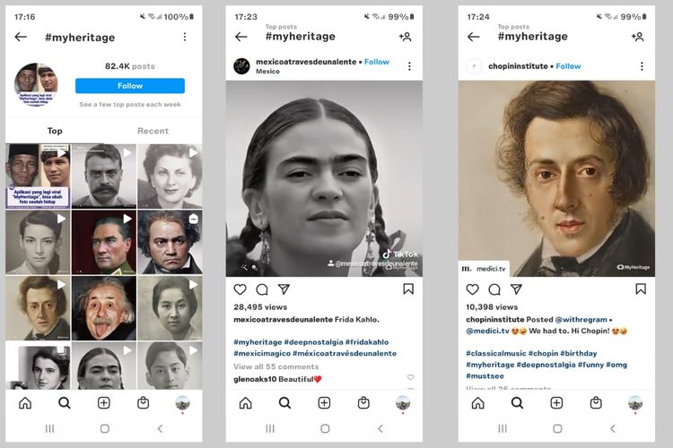 Unggahan foto dari aplikasi MyHeritage ramai di Instagram