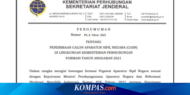 Kemenhub Buka 2 445 Formasi Cpns 2021 Simak Informasi Lengkapnya Halaman All Kompas Com