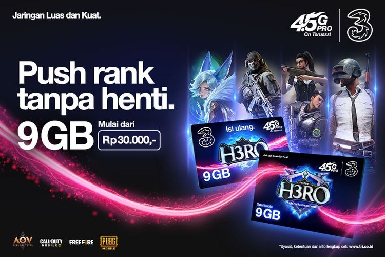 Kartu Perdana H3RO dari Tri Indonesia khusus untuk gaming.