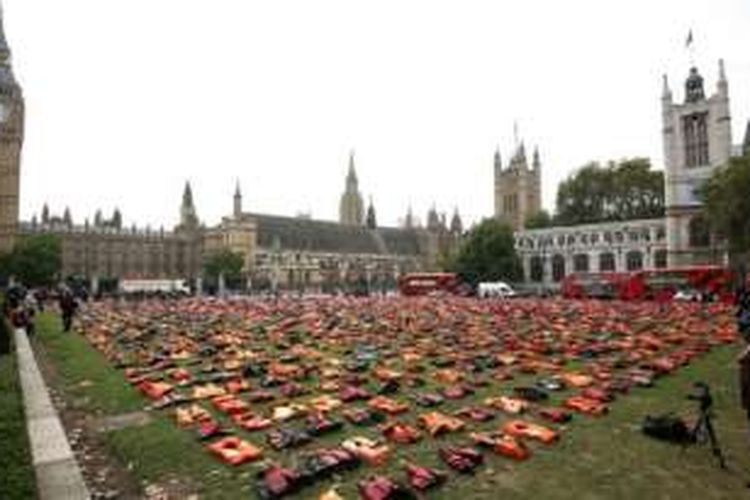 Alun-alun parlemen di depan Big Ben dan Gedung Parlemen di Westminster, pusat kota London, dijadikan 