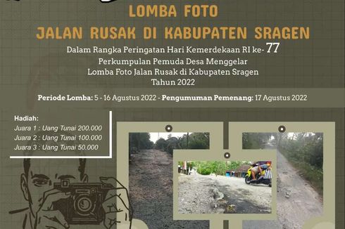 Sindir Pemkab Sragen, Pemuda Desa Buat Lomba Foto Jalan Rusak