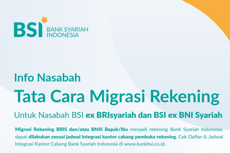 Tangkapan layar soal panduan tata cara migrasi rekening ke Bank Syariah Indonesia (BSI).