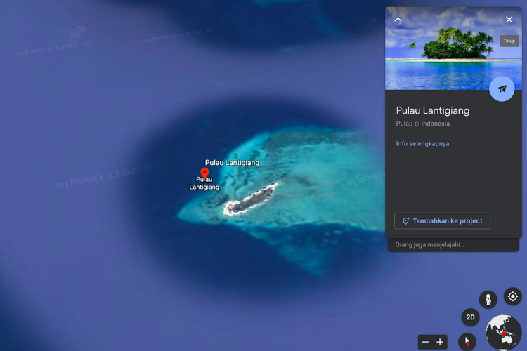 Tangkapan layar Google earth Pulau Lantigiang