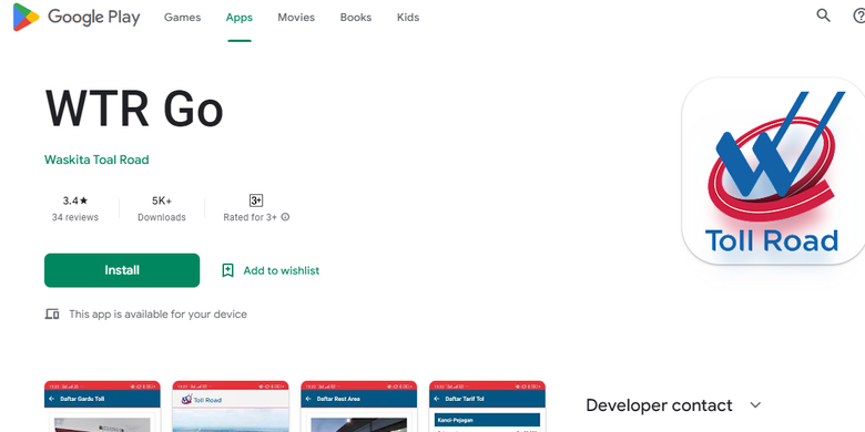 Aplikasi WTR Go untuk cek informasi tol