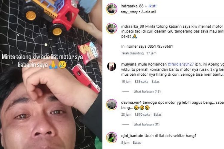 Viral Ojol Menangis dan Minta Tolong Warganet Usai Motor Hilang di Tangerang