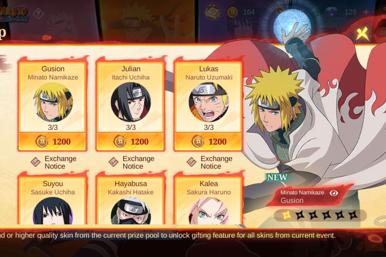 Harga event skin MLBB x Naruto.