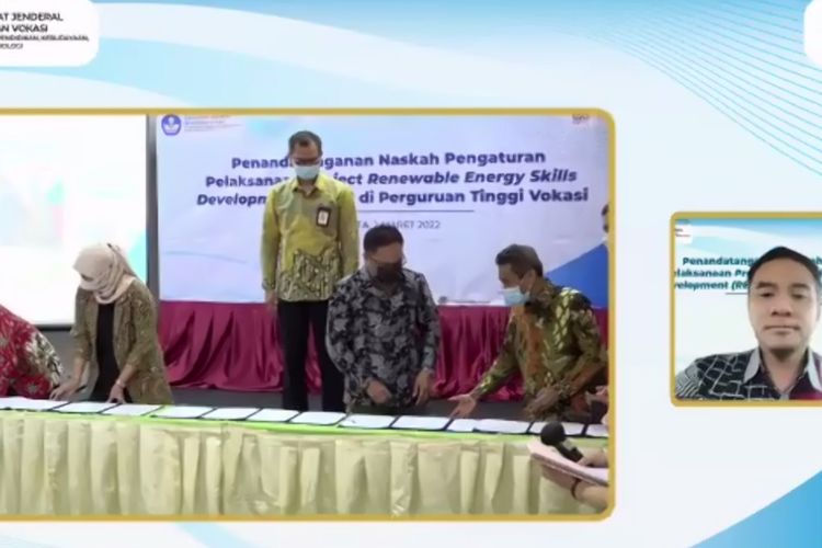 Dirjen Pendidikan Vokasi Wikan Sakarinto saat menghadiri penandatanganan kerjasama dengan Kementerian ESDM dan pihak swasta dalam mendukung inovasi energi terbarukan, Rabu (2/3/2022).