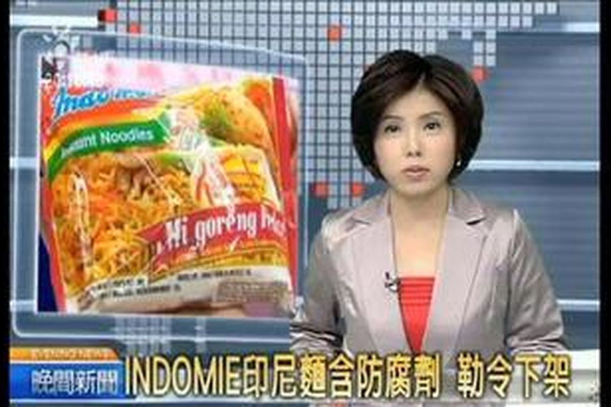 Screenshoot berita razia Indomie yang disiarkan PTS (Public television Service).
