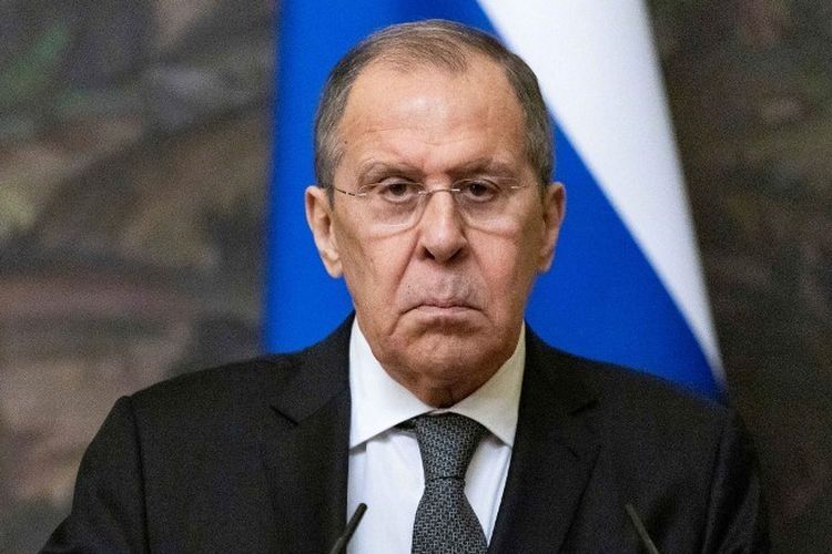 Menteri Luar Negeri Rusia Sergei Lavrov dalam konferensi pers di Moskwa, pada 5 Mei 2021.