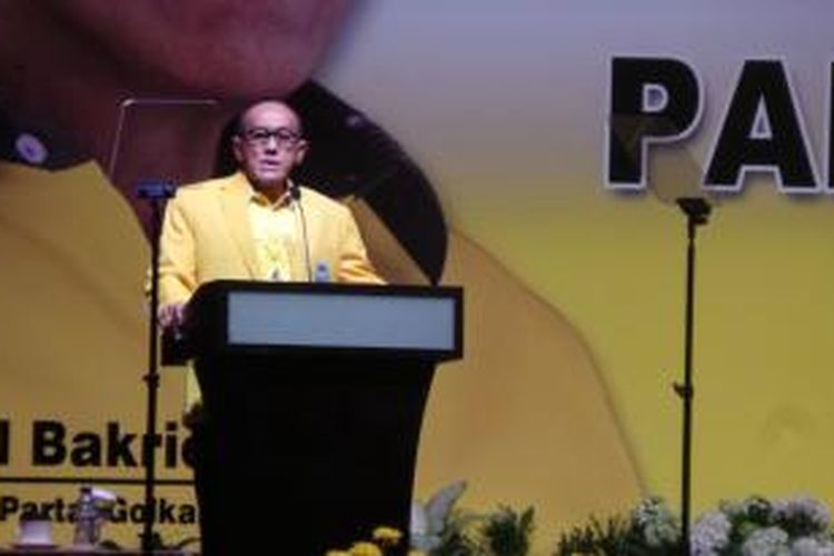 Ketua Umum DPP Partai Golkar Aburizal Bakrie dalam Rapimnas VI Partai Golkar, di Jakarta, Minggu (18/5/2014).