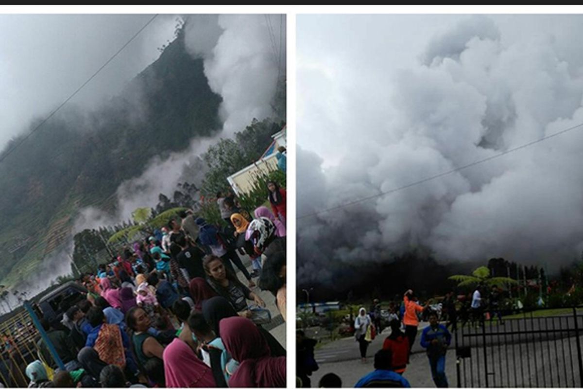 Kawah Sileri Dieng, Jawa Tengah, meletus Minggu (2/7/2017).