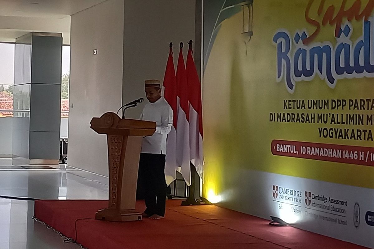 Bahlil saat berpidato di Mualimin, Senin (10/3/2025)