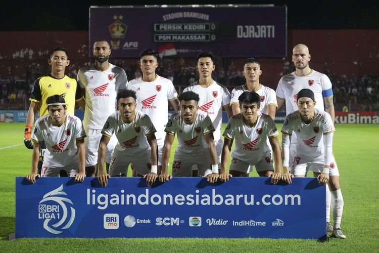 Starting eleven PSM Makassar saat pertandingan pekan ke-8 Liga 1 2022-2023 melawan Persik Kediri yang berakhir dengan skor 0-0 di Stadion Brawijaya Kediri, Jumat (2/9/2022) malam.