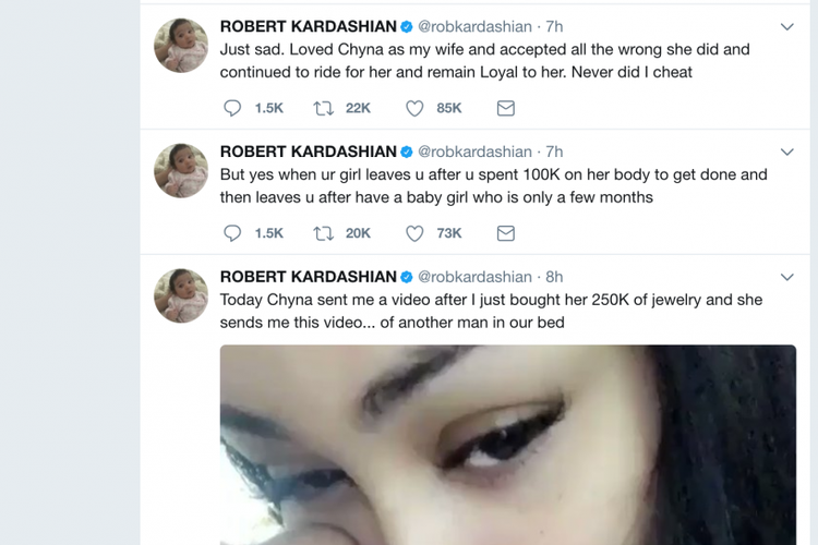 Robert Kardashian bagikan foto tanpa busana sang mantan kekasih.