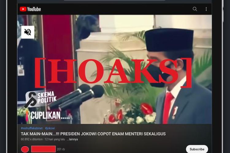 Hoaks enam menteri telah dicopot karena Jokowi ingin membersihkan kabinet dari penghianat