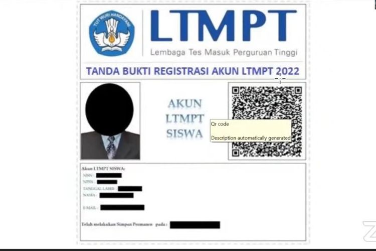 Contoh hasil unduh akun LTMPT yang telah dipermanenkan