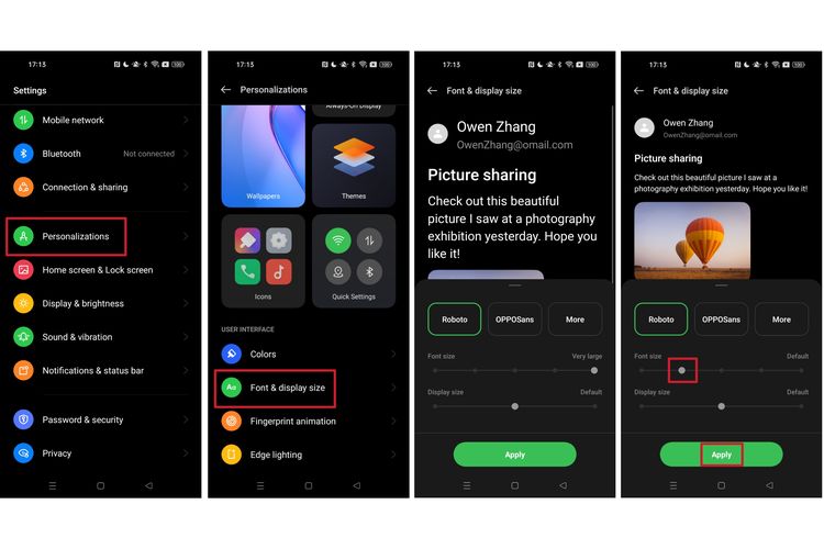 Cara memperbesar ukuran font di HP Oppo.