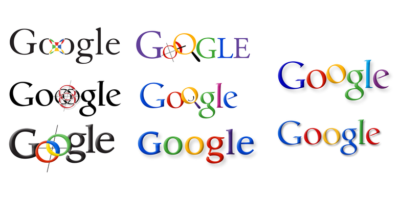 Delapan variasi logo Google yang dibuat oleh Ruth Kedar.
