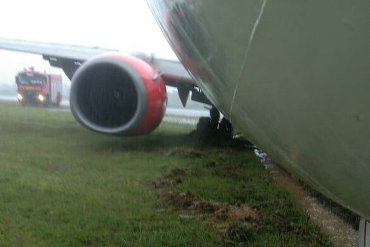 Pesawat Lion Air JT-173 tergelincir di Bandara Radin Intan II, Minggu (20/12/2020). 