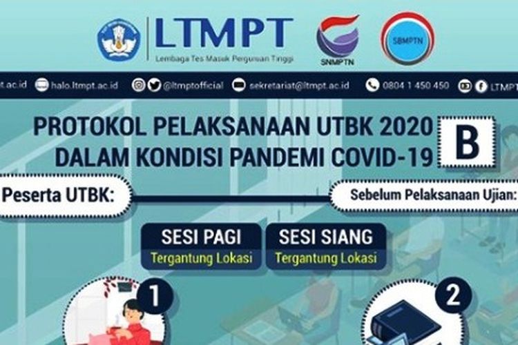 Protokol pelaksanaan UTBK 2020 dalam kondisi pandemi Covid-19.