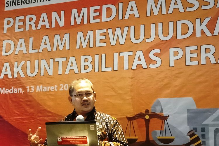 Ketua Bidang Hubungan Antar Lembaga dan Layanan Informasi Komisi Yudisial Farid Wajdi mengatakan, sepanjang 2015 sampai 2018 pihaknya menerima 6.368 laporan terkait perilaku hakim di Indonesia, Rabu (13/3/2019)
