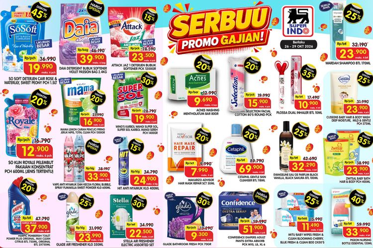 Promo Superindo Hari Ini 27 Oktober 2026, Kebutuhan Bayi dan Rumah Tangga sedang Diskon
