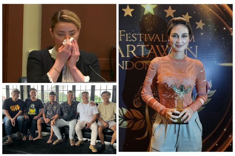 Kolase foto Luna Maya, Amber Heard, Irfan Hakim dan Tanboy Kun