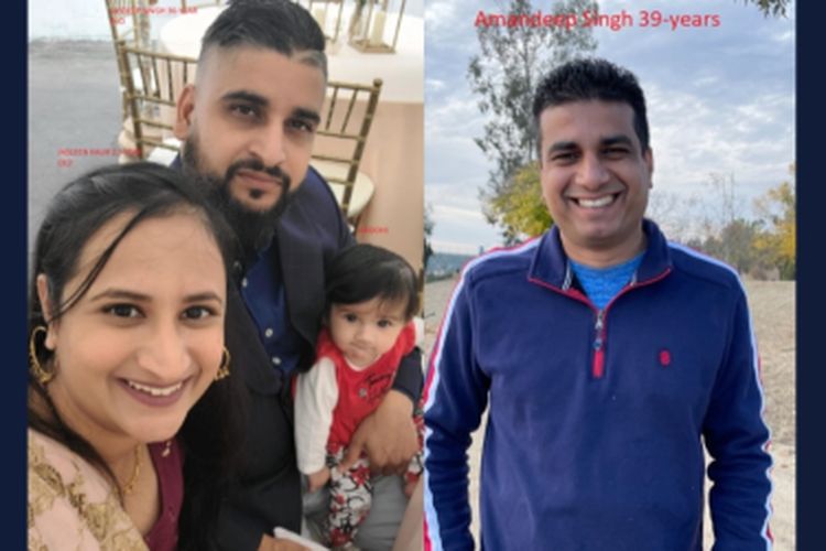 Terduga pelaku menculik bayi atas nama Arohi Dheri (tengah); ibu anak itu, Jasleen Kaur (27 tahun) (kiri); ayah Jasdeep Singh (36 tahun); dan paman Amandeep Singh (39 tahun) (Kanan), pada Senin (3/10/2022).