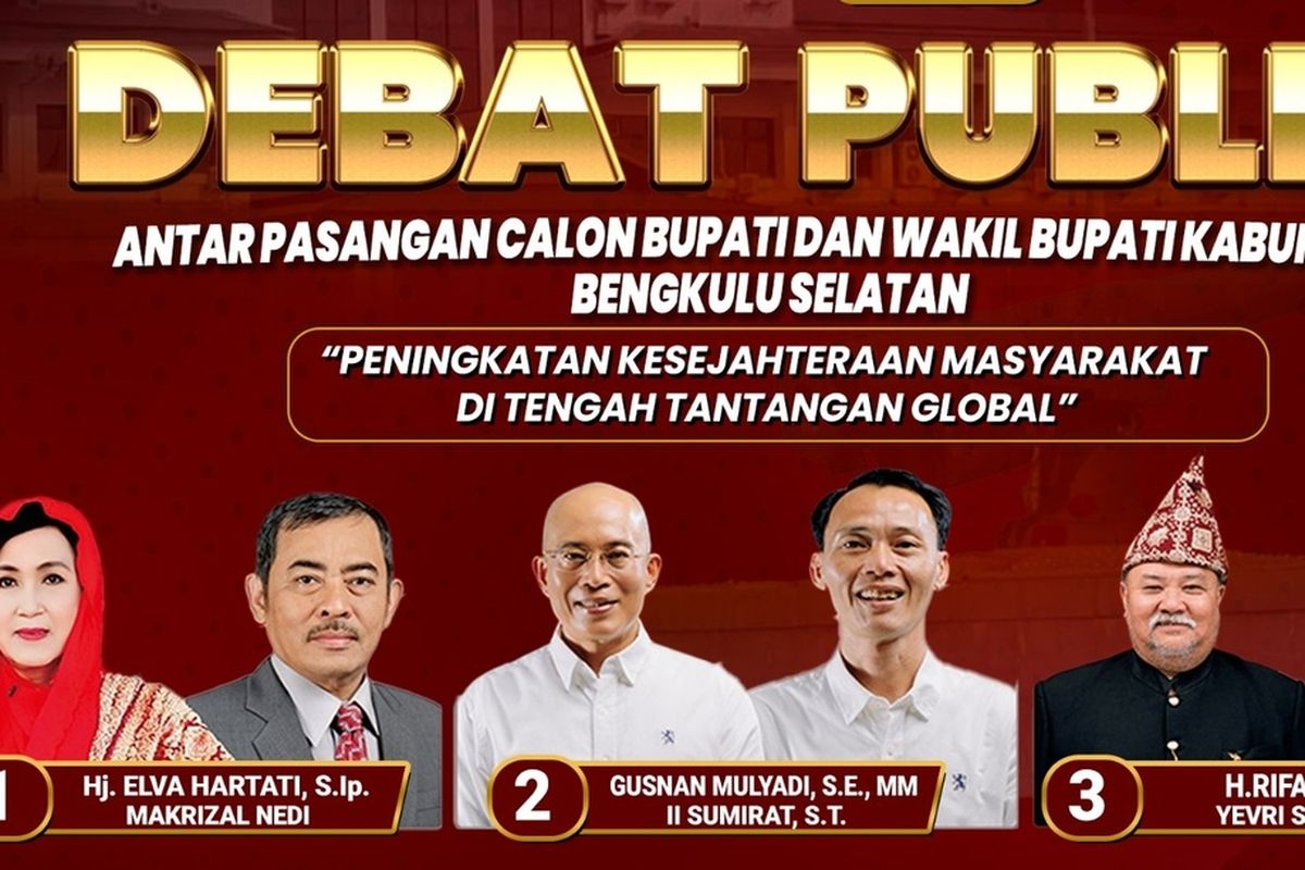 Debat Pilkada Bengkulu Selatan Digelar Malam Ini, di Mana Bisa Nonton?