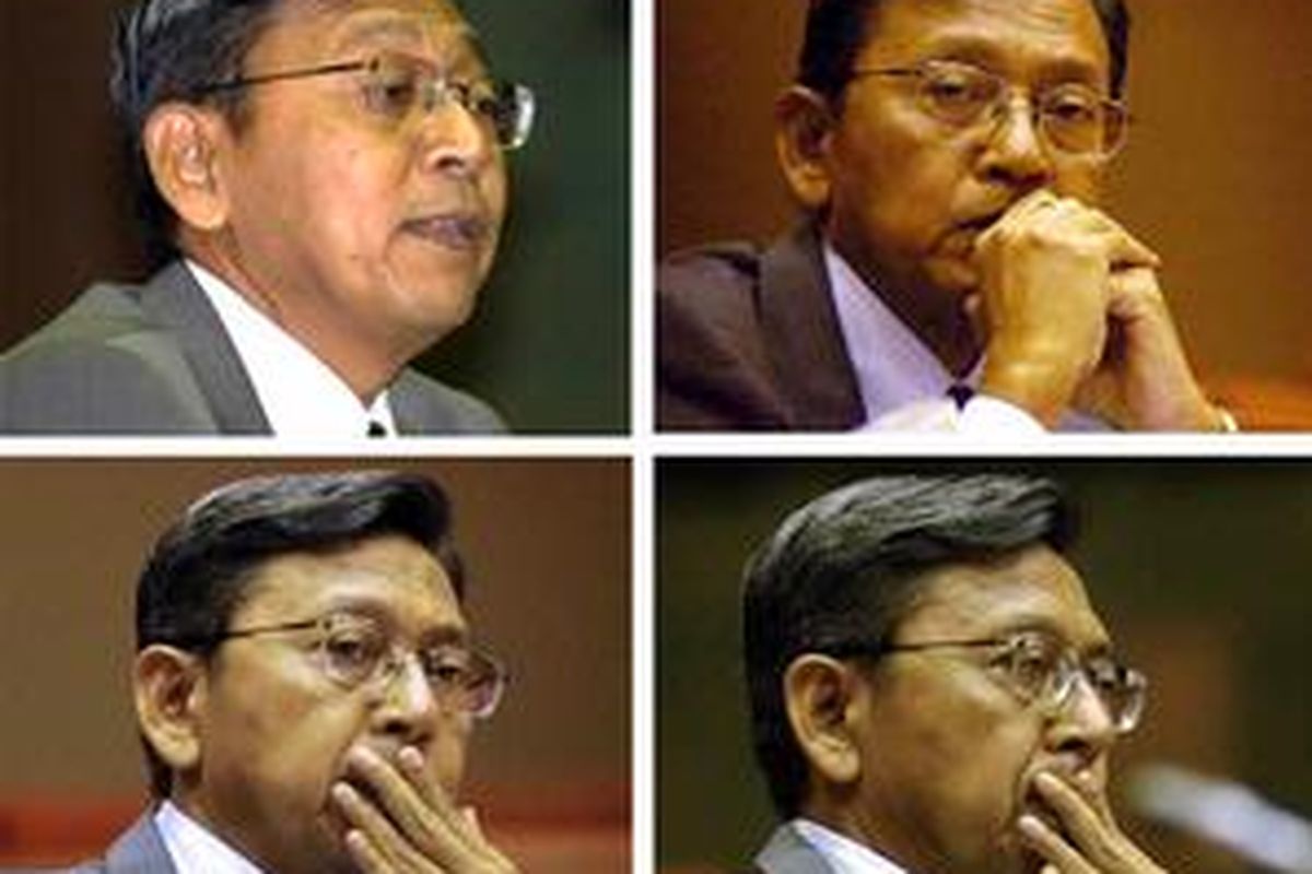 Boediono ketika menjalani fit and proper test calon Gubernur Bank Indonesia di ruang rapat komisi XI DPR di jakarta, Senin (7/4).